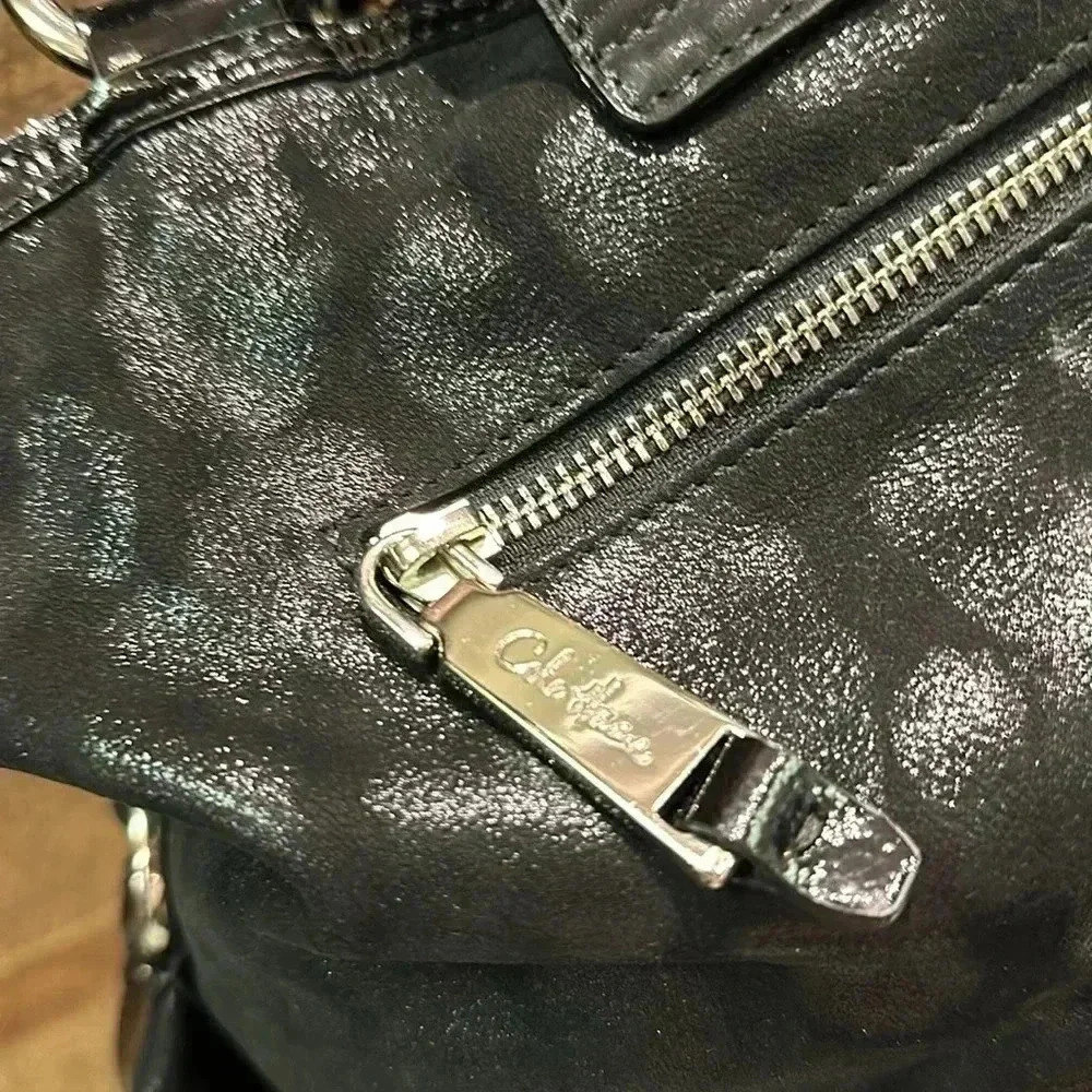COLE HAAN SUPER SOFT SUEDE AND PATENT LEATHER SHOULDER BAG - Picture 6 of 14